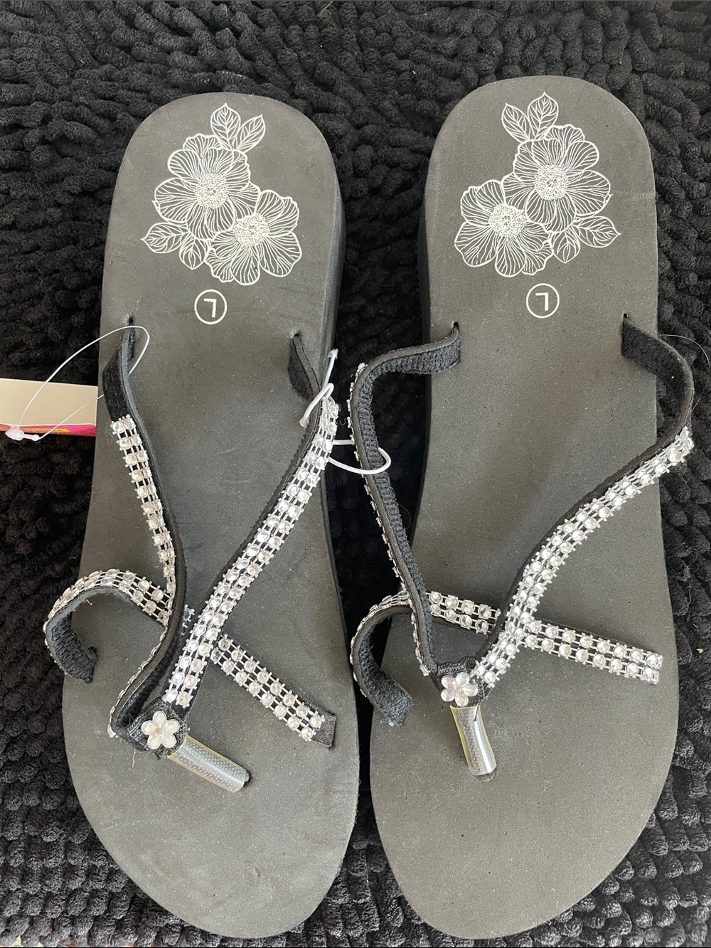 Women's Black Embellished Strappy Sandals - Brand:
